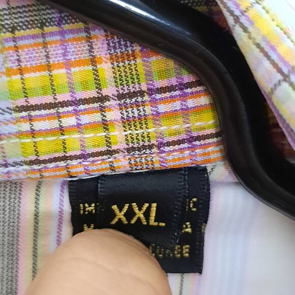 Bugatchi Uomo XXL Shirt Men’s Plaid Cotton Long Sleeve Made Korea Embroidered - Picture 4 of 8